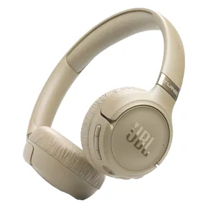 JBL Tune 680NC wireless on-ear noise cancelling headphones in Beige, angled view of the headphones