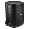 Bose S1 Pro+ portable PA system in Black, angled front view with the channel controls