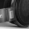 Sennheiser HD 650 open-back audiophile headphones in Black, close-up of the headband and HD 650 badge