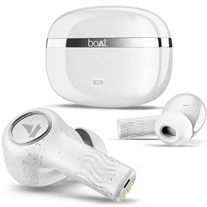 boAt Nirvana Iris true wireless earbuds in Quartz White, earbuds with the charging case