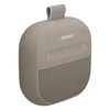 Bose SoundLink Micro (2nd Gen) portable Bluetooth speaker in Sandstone, angled view from the left