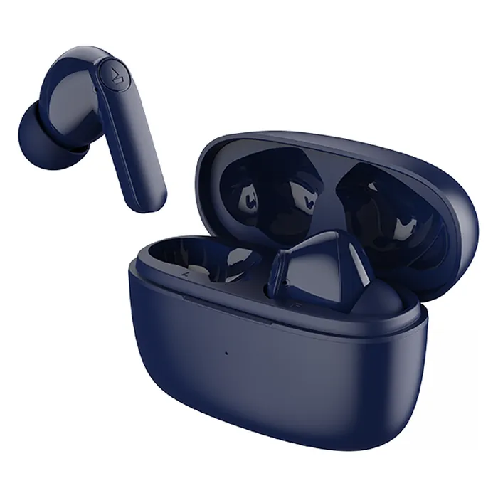boAt Airdopes 138 Pro true wireless earbuds in Royal Blue, earbuds with the open charging case