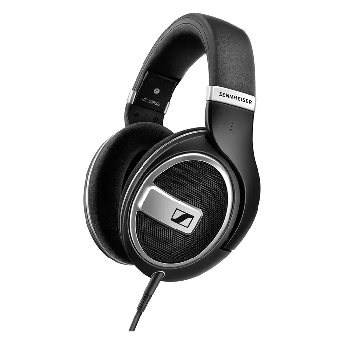 Sennheiser HD 599 SE open-back headphones in Black, angled view with the cable