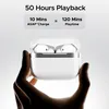 boAt Airdopes 111v2 true wireless earbuds in Ivory White, open charging case held in a hand, 50 hours playback and ASAP Charge