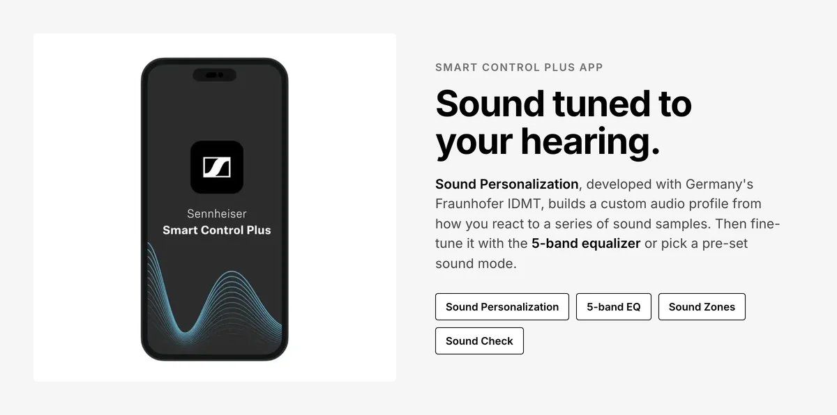 Sennheiser Momentum True Wireless 4 Sound Personalization and 5-band EQ in the Smart Control Plus app