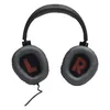 JBL Quantum 100 wired gaming headset in Black, ear cushions, inside view with L and R markings