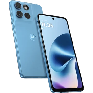 Motorola Moto G Max 5G in Pantone Alaskan Blue, back and front views
