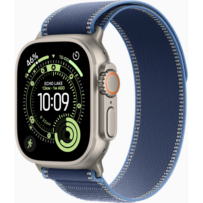 Watch Ultra 3 GPS + Cellular 49mm Natural Titanium Case with Blue/Bright Blue Trail Loop - S/M