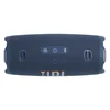JBL Charge 6 portable Bluetooth speaker in Blue, top panel with power, Bluetooth, Auracast and playback buttons
