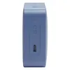 JBL Go Essential 2 portable Bluetooth speaker in Blue, side view with the USB-C port