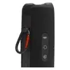 JBL Flip 7 portable Bluetooth speaker in Black, carabiner on the PushLock mount beside the Bluetooth, power and Auracast buttons