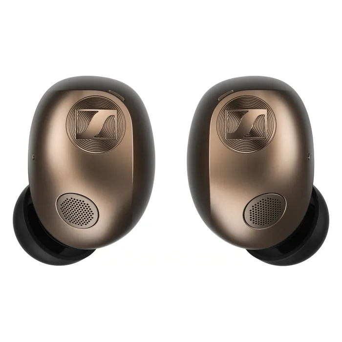 Sennheiser Momentum True Wireless 5 noise cancelling earbuds in Copper, pair of earbuds, front view