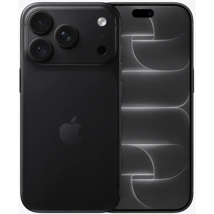 Apple iPhone 18 Pro in Black, back with the triple camera plateau next to the front with the Dynamic Island