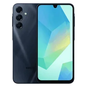 Samsung Galaxy A16 5G in Blue Black, back and front views