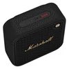 Marshall Willen II portable Bluetooth speaker in Black and Brass, angled top view with battery indicator and control knob