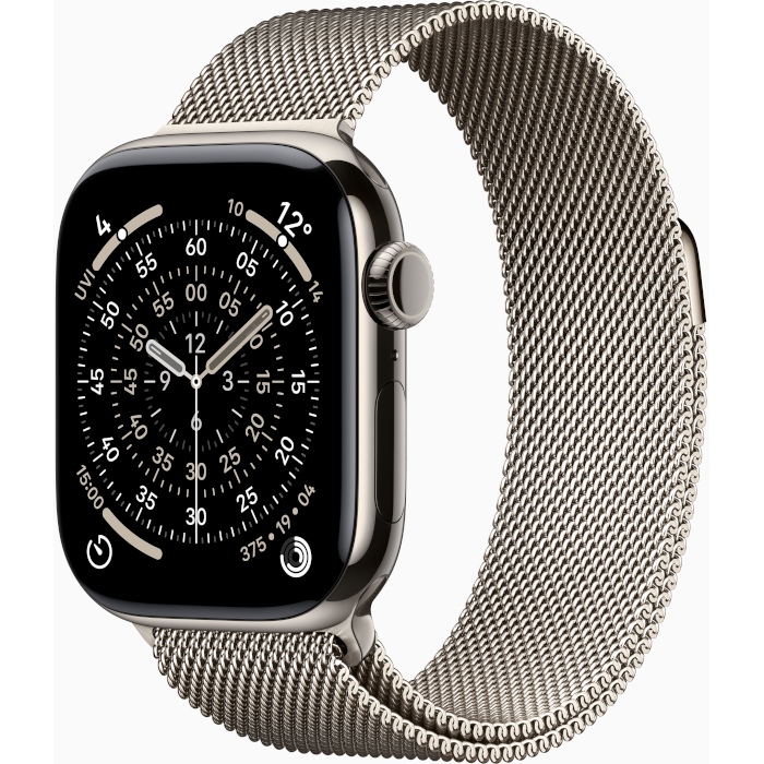 Watch Series 11 GPS + Cellular 46mm Natural Titanium Case with Natural Milanese Loop - S/M