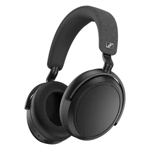 Sennheiser Momentum 4 Wireless noise cancelling headphones in Black, angled front view