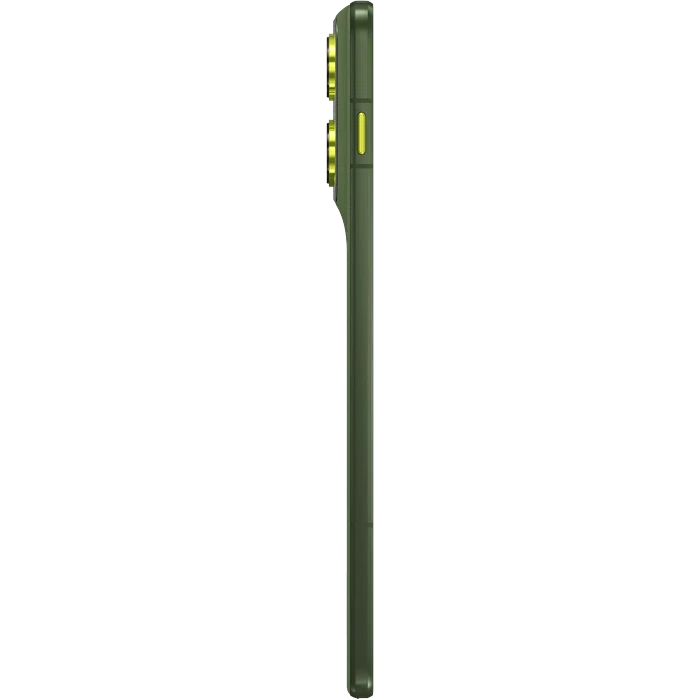 Motorola Edge 70 in Pantone Bronze Green, side view