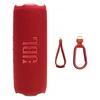 JBL Flip 7 portable Bluetooth speaker in Red, with the finger loop and carabiner