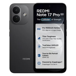 Redmi Note 17 Pro 5G in Stealth Black, front and back views