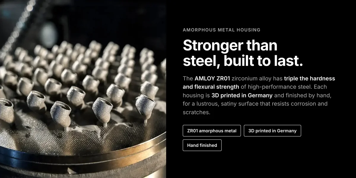 Sennheiser IE 600 ZR01 amorphous metal housings on a 3D printing plate in Germany, stronger than steel