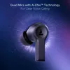 boAt Nirvana Lucid true wireless earbuds in Gunmetal Black, close-up of an earbud with quad mics and AI ENx