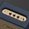 Marshall Acton III Bluetooth home speaker in Midnight Blue, top panel with the brass controls