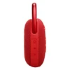JBL Clip 5 portable Bluetooth speaker in Red, side view with buttons