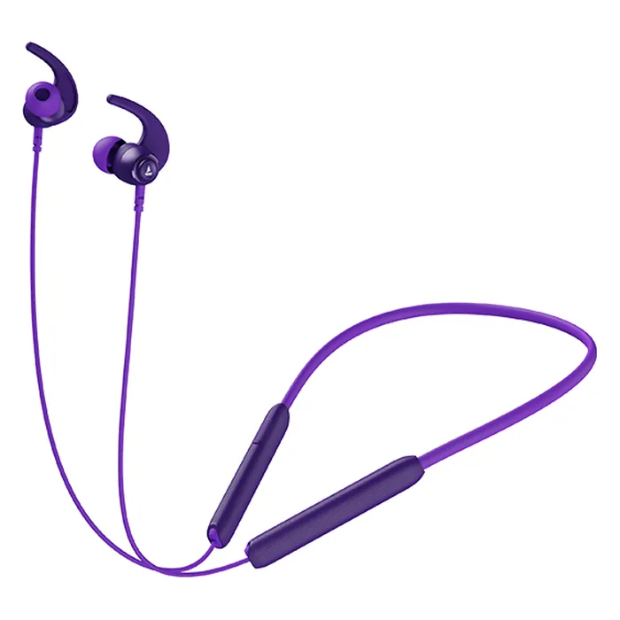 boAt Rockerz 260 wireless neckband earphones in Electric Purple, full neckband with the earbuds and the controls on the band