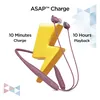 boAt Rockerz 255 Max wireless neckband earphones in Maverick Maroon, feature card: 10-minute ASAP Charge for 10 hours of playback