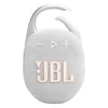 JBL Clip 5 portable Bluetooth speaker in White, carabiner open