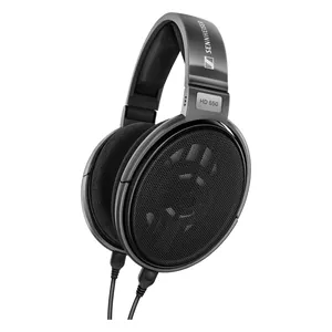 Sennheiser HD 650 open-back audiophile headphones in Black, angled view with the cable