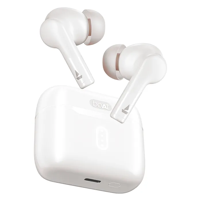 boAt Airdopes 148 Gen 2 true wireless earbuds in Active White, earbuds with the open charging case