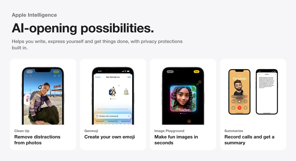 Apple iPhone 16e Apple Intelligence: Clean Up, Genmoji, Image Playground and call summaries