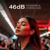 boAt Airdopes Prime 701 ANC true wireless earbuds in Obsidian Grey, 46 dB hybrid ANC, worn on a busy commute