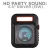 boAt Party Pal 23 Bluetooth party speaker in Black, front view with the LED lights on