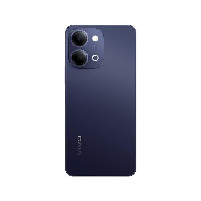 Vivo T5 Lite 5G in Twilight Shadow, back view with the dual camera and ring light