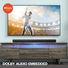 JBL Cinema SB510 3.1 channel soundbar in Black, under a TV on a media cabinet