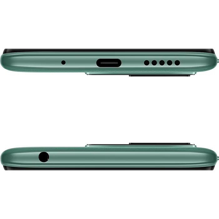Xiaomi Redmi 10 4G in Caribbean Green, top and bottom edges with the headphone jack and USB Type-C port