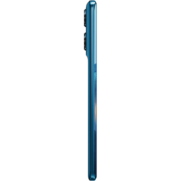 Motorola Edge 60 Fusion in Pantone Mykonos Blue, side view