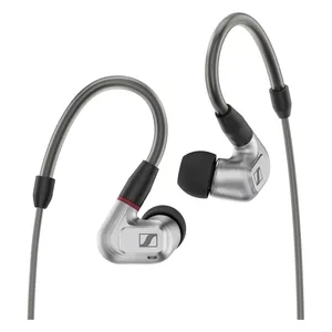 Sennheiser IE 900 wired in-ear monitors, Silver, pair with ear hooks, front view