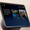 Amazon Echo Show 11 smart display in Graphite, close-up of the thin display and fabric speaker base