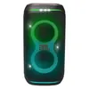 JBL PartyBox Club 120 portable party speaker in Black, front view with the light show on