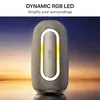 boAt Stone Nyx portable Bluetooth speaker in Desert Beige, standing upright with the light ring on