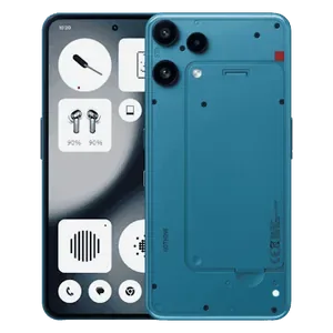 Nothing Phone (3a) Lite in Blue, front and back views side by side, showing the screen, the triple camera and the Glyph Light