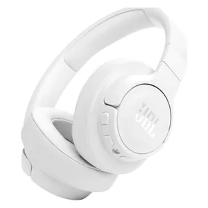 JBL Tune 770NC wireless over-ear noise cancelling headphones in White, angled view of the headphones