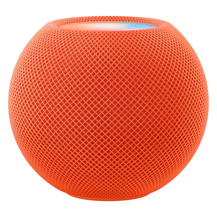 Apple HomePod mini smart speaker in Orange, front view