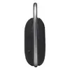 JBL Clip 4 portable Bluetooth speaker in Black, side view with Power and Bluetooth buttons