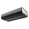 Aiwa SB-X350A portable Bluetooth speaker in Black, low angle view of the brushed aluminium end