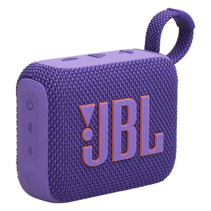 JBL Go 4 portable Bluetooth speaker in Purple, angled front view